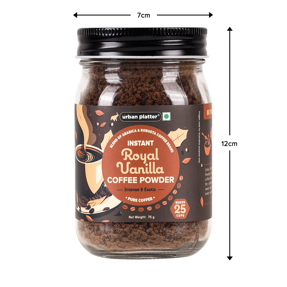 Urban Platter Instant Royal Vanilla Coffee Powder, 75g (Flavoured Instant Coffee | Blend of Robusta and Arabica Beans | Makes 25 Cups | Caramel Flavour)