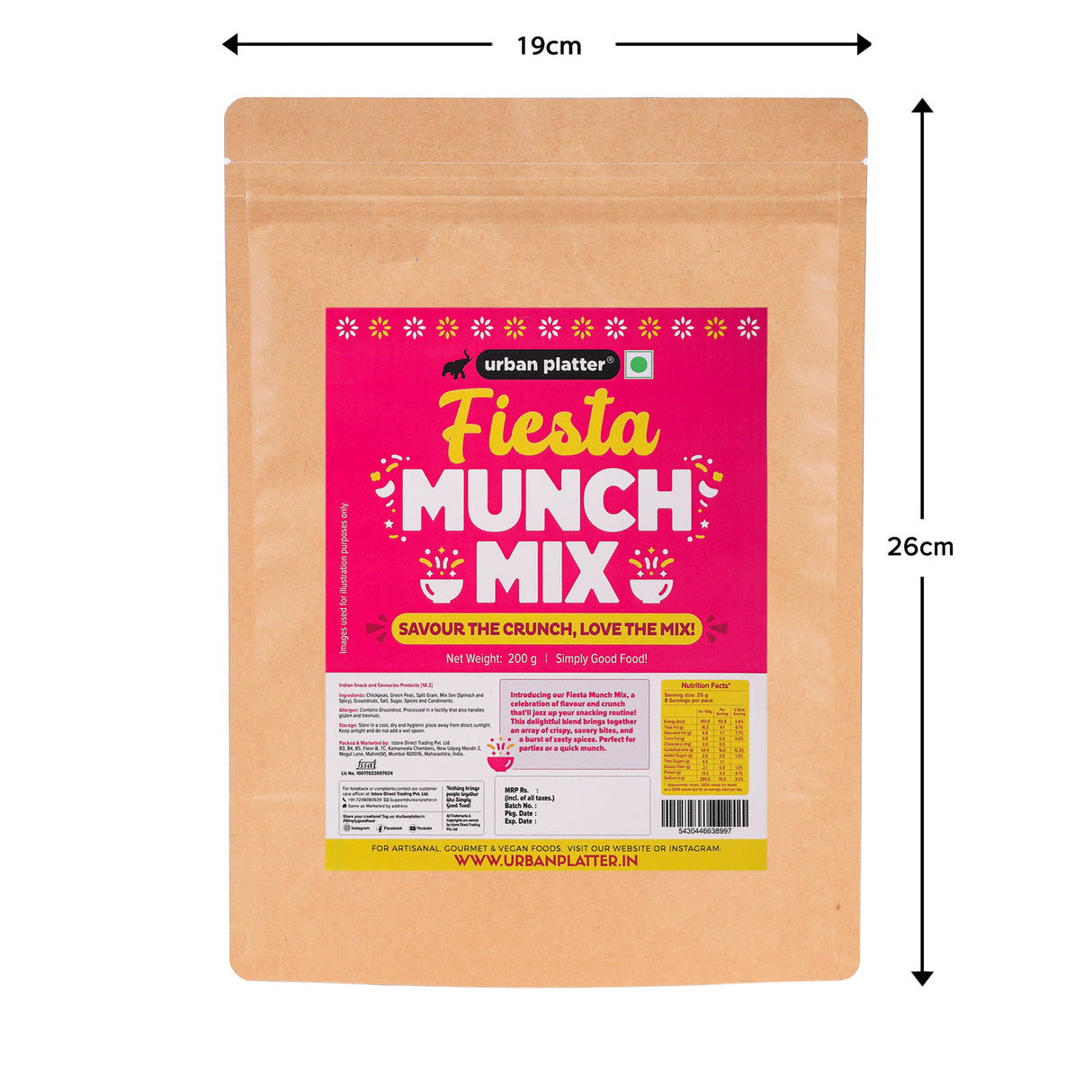 Urban Platter Fiesta Munch Mix, 200g (Healthy Snacking | Namkeen | Power of Pulses)