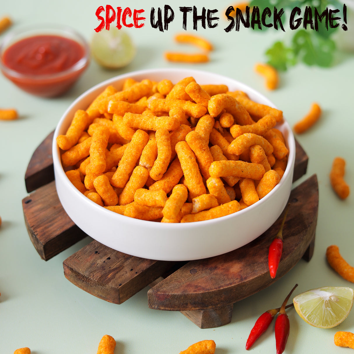 Urban Platter Lime Sriracha Chickpea Puffs, 65g (Savoury and Crunchy Snack | Zesty and Tangy | 4g Protein per serve | Made from USA Chickpeas)