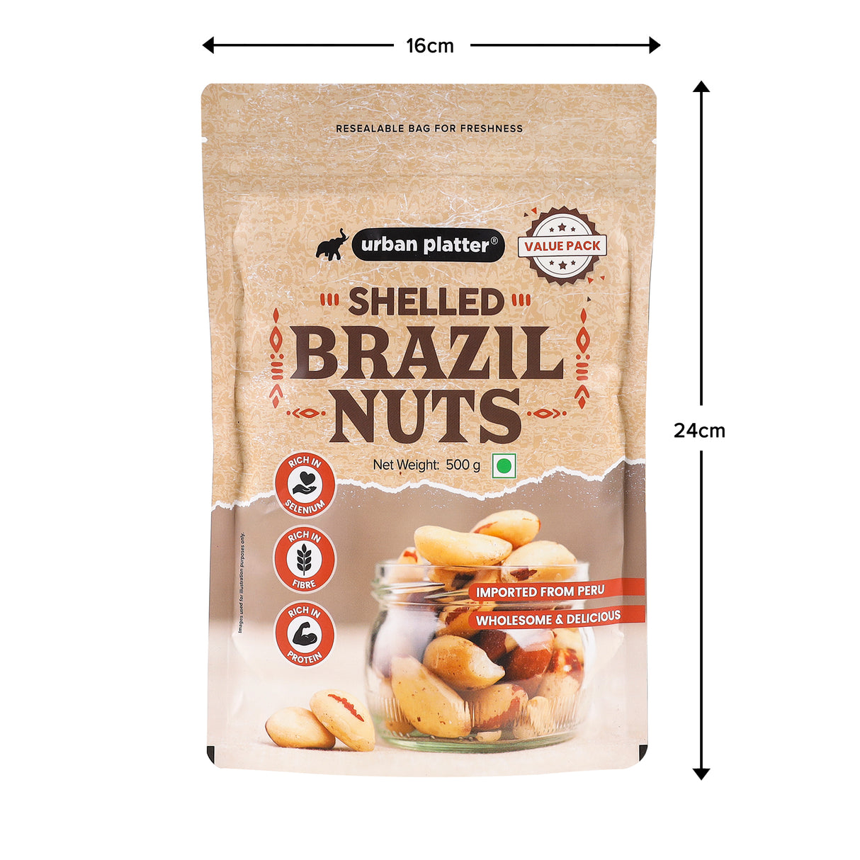Urban Platter Brazil Nuts, (Rich in Selenium | Superfood | Have 1 Daily | Product of Peru)