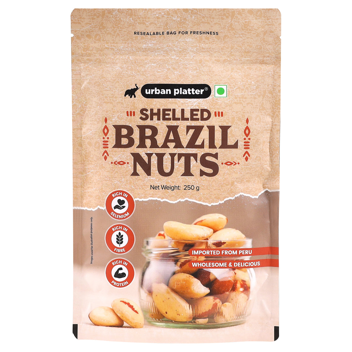 Urban Platter Brazil Nuts, (Rich in Selenium | Superfood | Have 1 Daily | Product of Peru)
