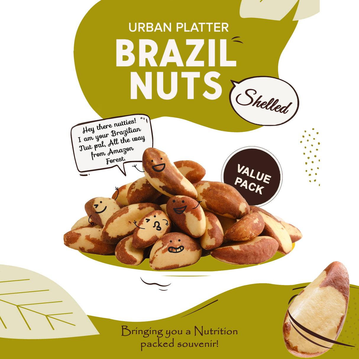 Urban Platter Brazil Nuts, (Rich in Selenium | Superfood | Have 1 Daily | Product of Peru)
