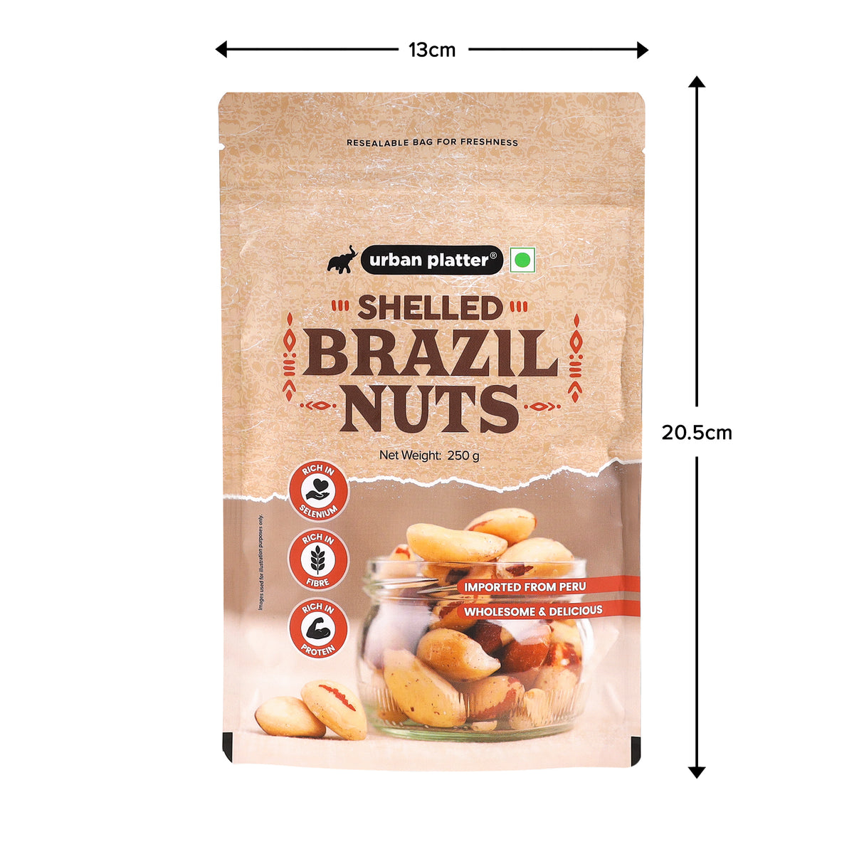Urban Platter Brazil Nuts, (Rich in Selenium | Superfood | Have 1 Daily | Product of Peru)