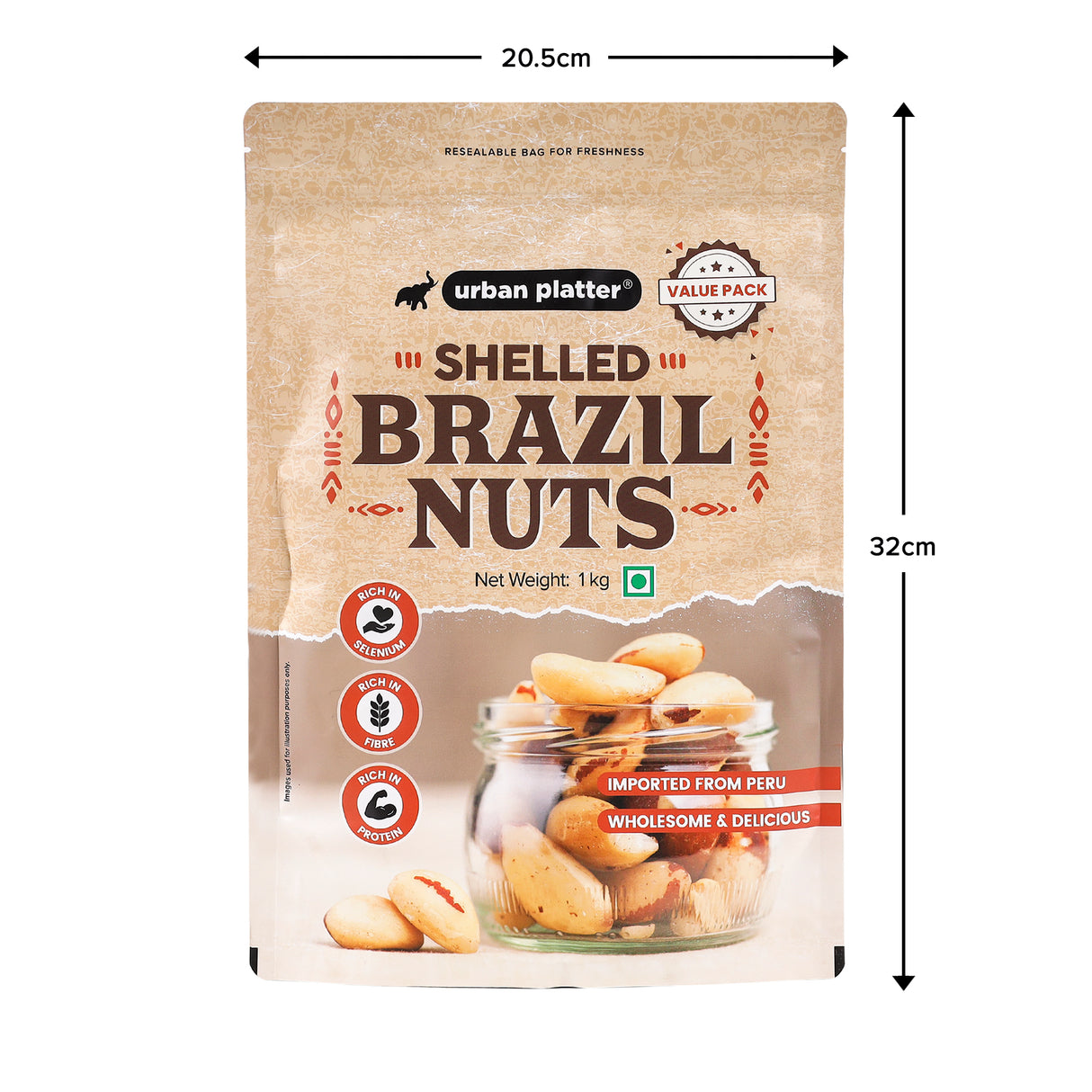 Urban Platter Brazil Nuts, (Rich in Selenium | Superfood | Have 1 Daily | Product of Peru)