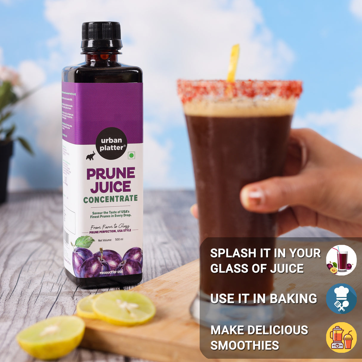 Urban Platter Prune Juice Concentrate, 500ml (Product of USA | Finest Prunes in Every Drop, High in Dietary Fiber) - product image 6