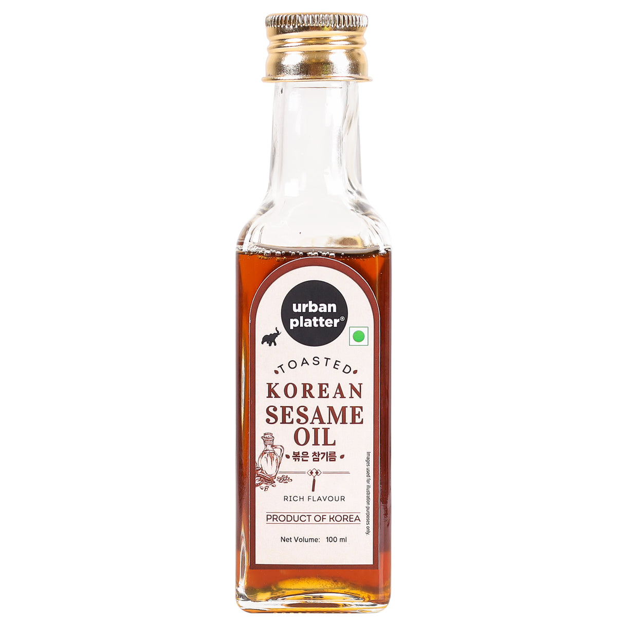 Urban Platter Toasted Korean Sesame Oil, 100ml (Product of Korea | Finishing and Seasoning Oil | Asian Staple)