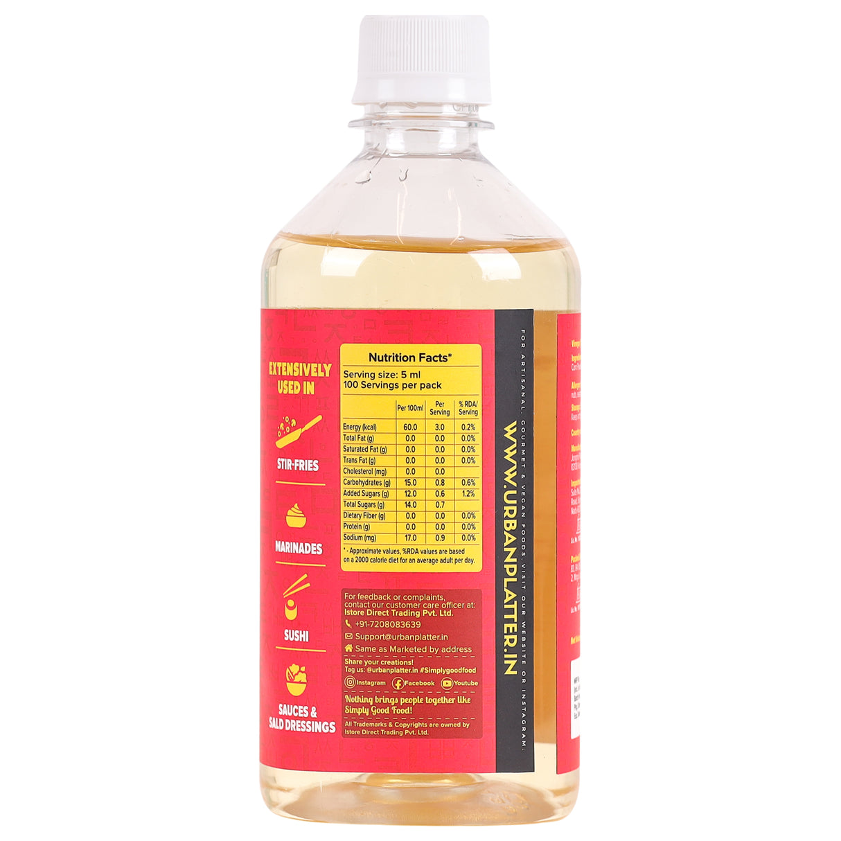 Urban Platter Korean Vinegar, 500ml (Product of Korea | Asian Staple | Versatile in Multiple Culinary Applications)