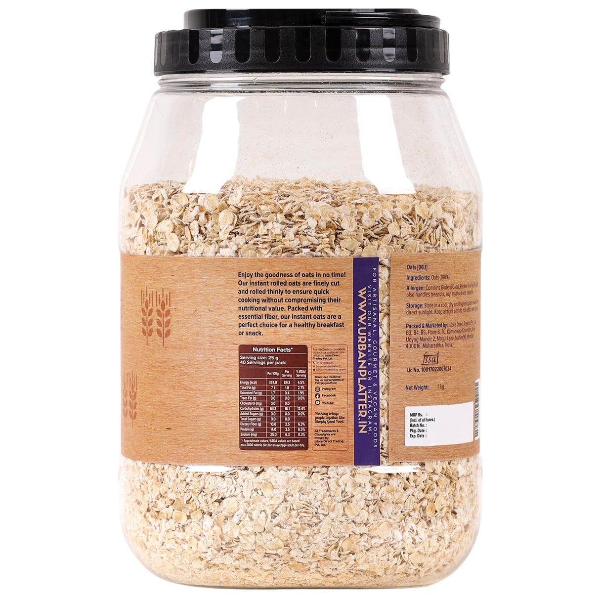 Urban Platter Instant Oats, 1Kg