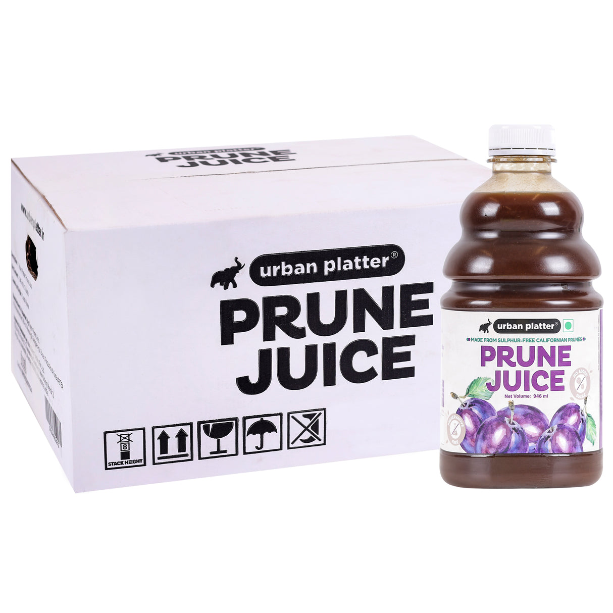 Urban Platter Prune Juice, 946ml (Pack of 12) (Made from 100% Californian Prunes, No preservatives, No Added Sugar, Gut Health Superdrink)