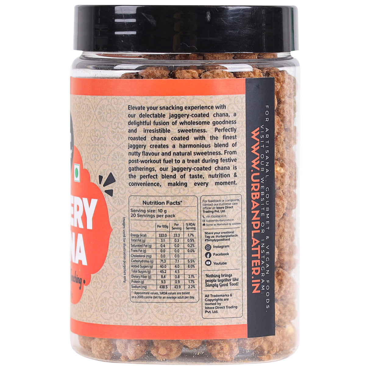 Urban Platter Jaggery Chana, 200g [Gur Chana, Deliciously Roasted Chana Coated in Jaggery]