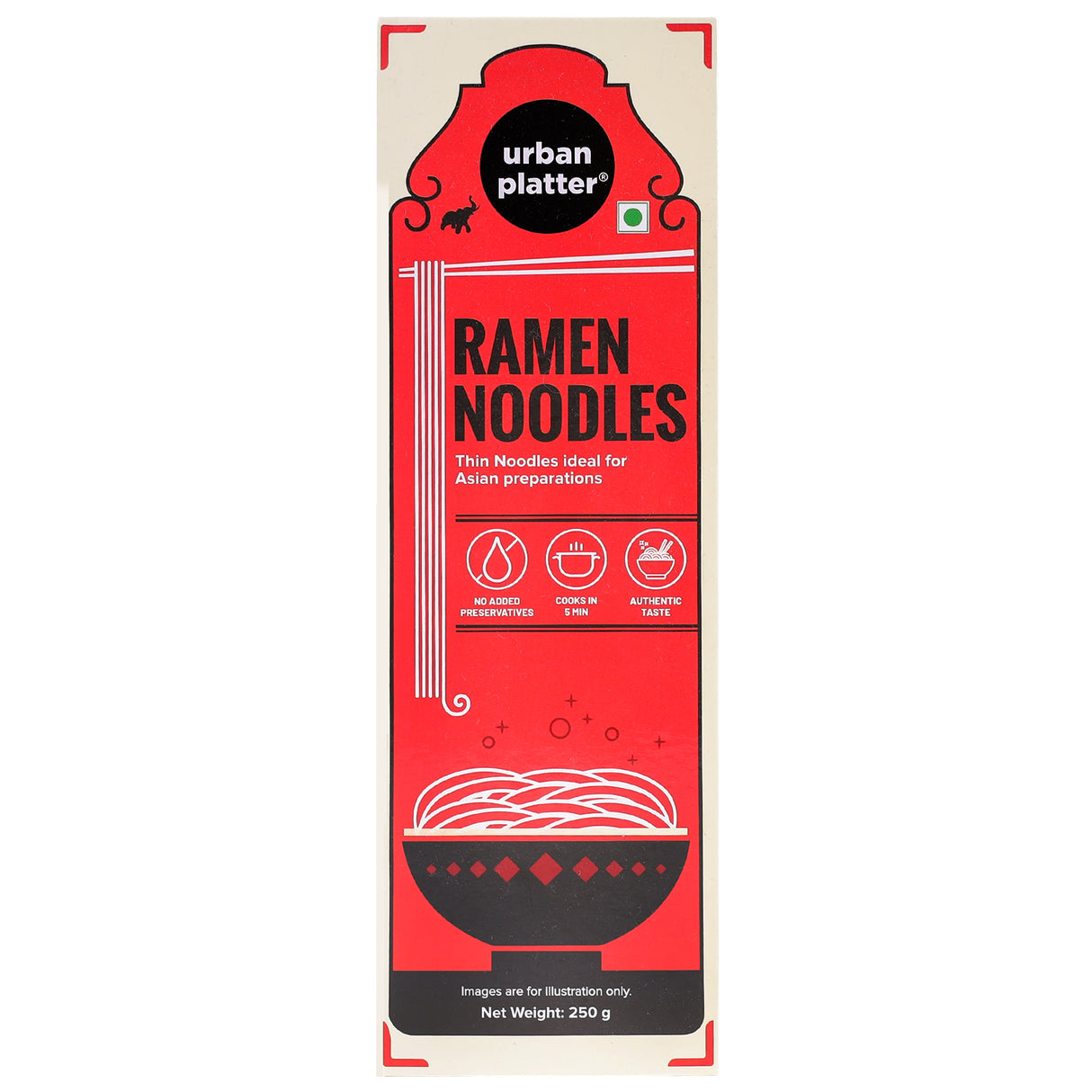 Urban Platter Ramen Noodles, 250g (Ideal for Ramen, No Added Preservatives)