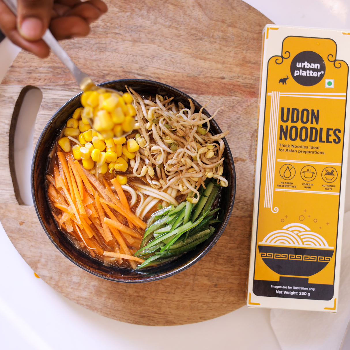 Urban Platter Udon Noodles, 250g (Thick Wheat Noodles, Ideal for Asian Preparations, No Added Preservatives)