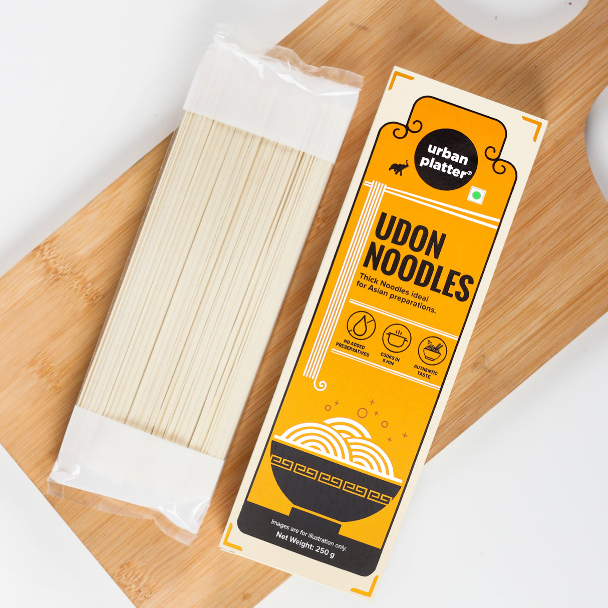 Urban Platter Udon Noodles, 250g (Thick Wheat Noodles, Ideal for Asian Preparations, No Added Preservatives)