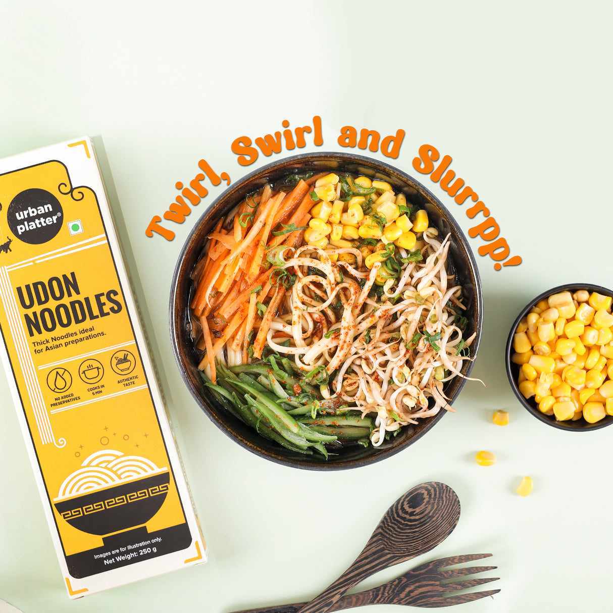 Urban Platter Udon Noodles, 250g (Thick Wheat Noodles, Ideal for Asian Preparations, No Added Preservatives)