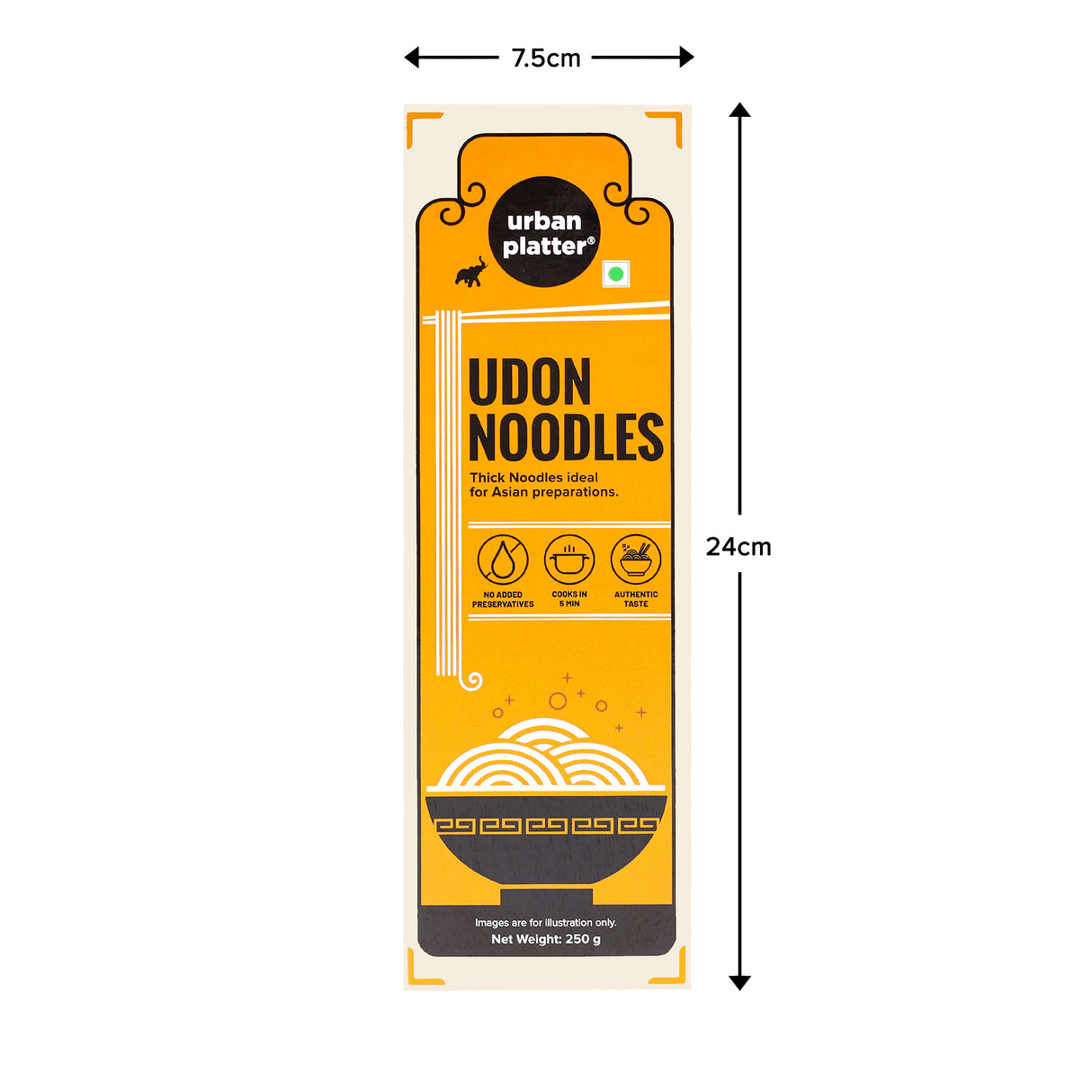 Urban Platter Udon Noodles, 250g (Thick Wheat Noodles, Ideal for Asian Preparations, No Added Preservatives)