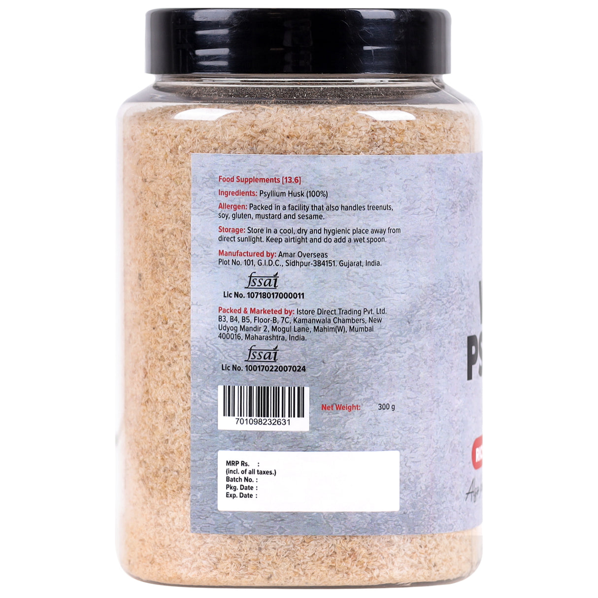 Urban Platter Purgative Whole Husk of Psyllium, 300g [Sat Isabgol]