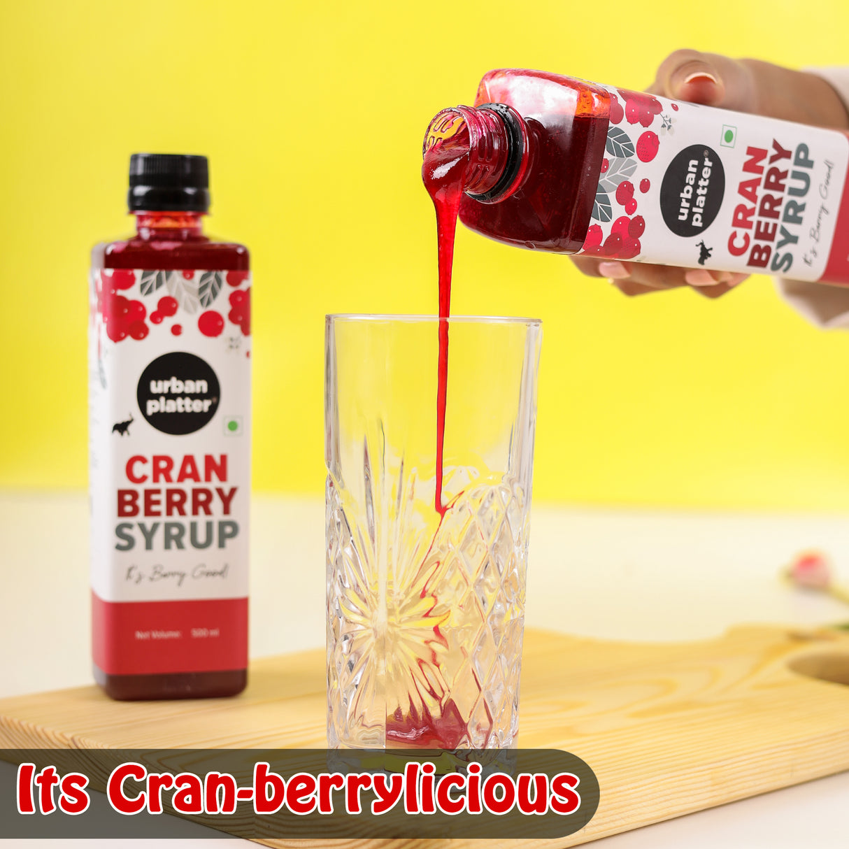 Urban Platter Cranberry Syrup, 500ml [Thick, Made From Real Fruits]