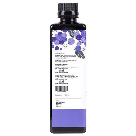 Urban Platter Blueberry Syrup, 500ml (Thick, Made From Real Fruits)