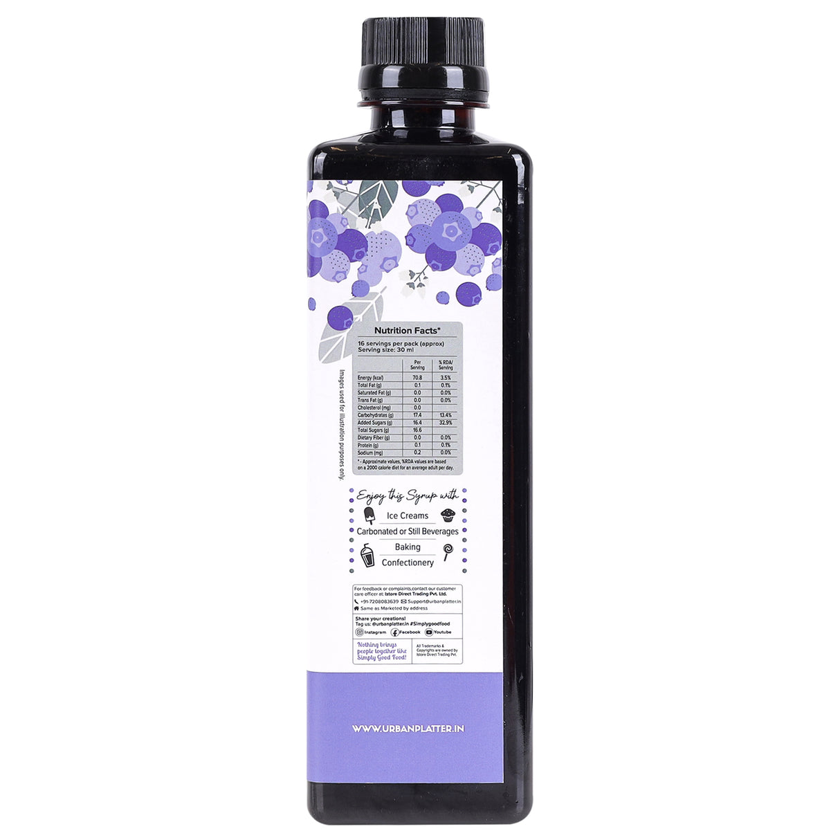 Urban Platter Blueberry Syrup, 500ml (Thick, Made From Real Fruits) - product image 3