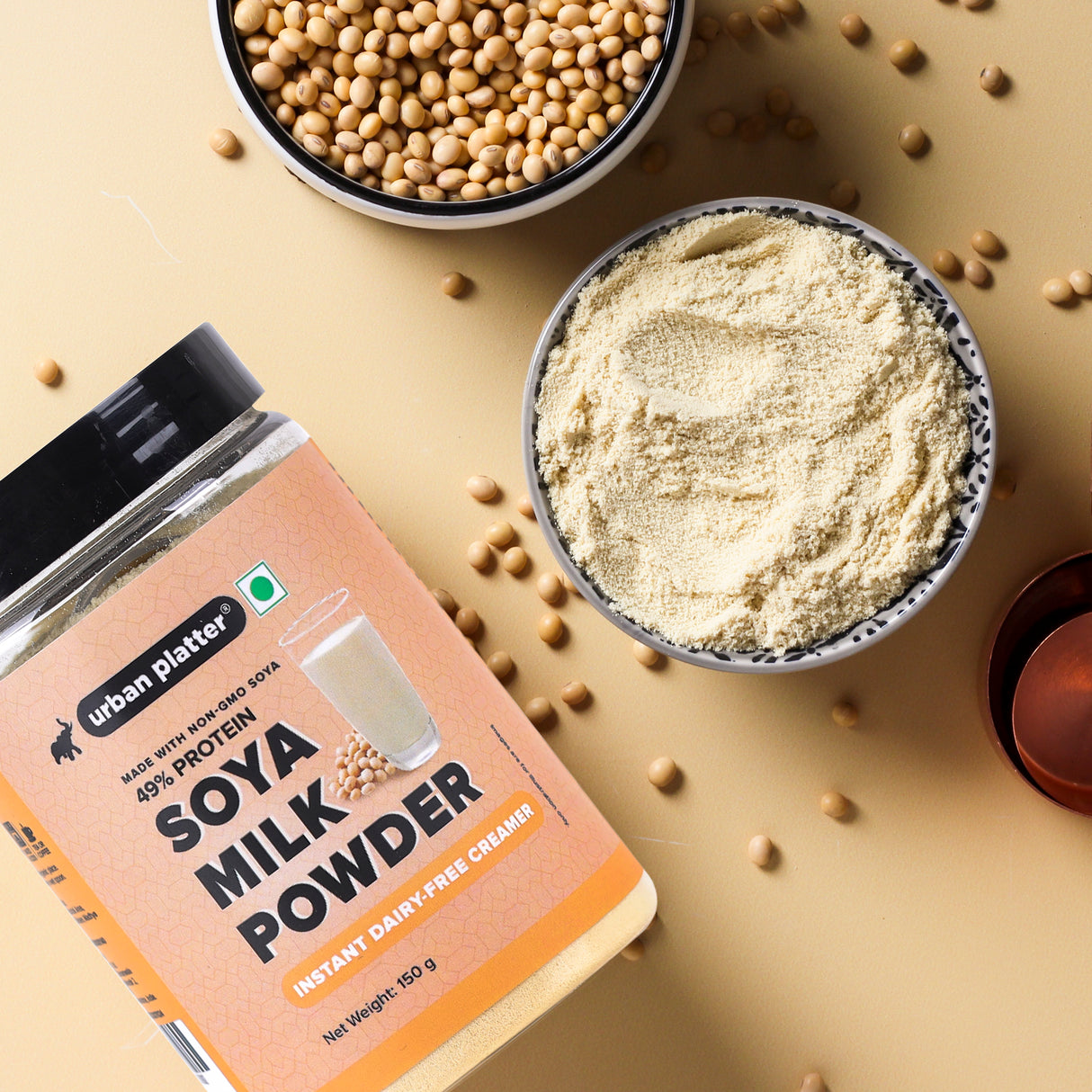 Urban Platter Soya Milk Powder, 150g / 5.3oz  [Plant-Based / Milk Alternative, Non-GMO & 49% Protein]