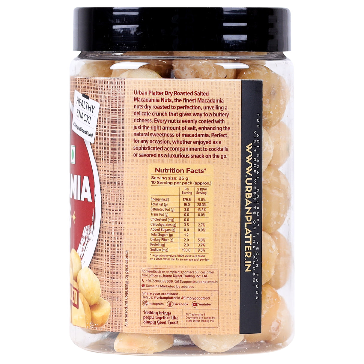 Urban Platter Sea Salt Dry-Roasted Macadamia Nuts, 250g