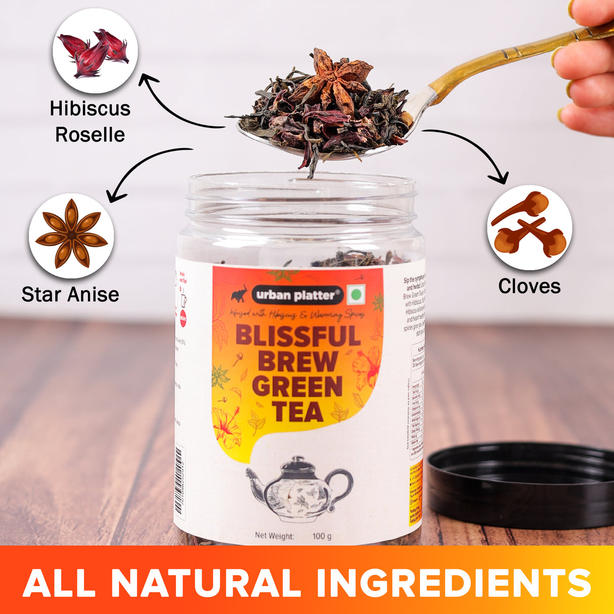 Urban Platter Blissful Brew Green Tea, 100g (Makes 20 Cups)