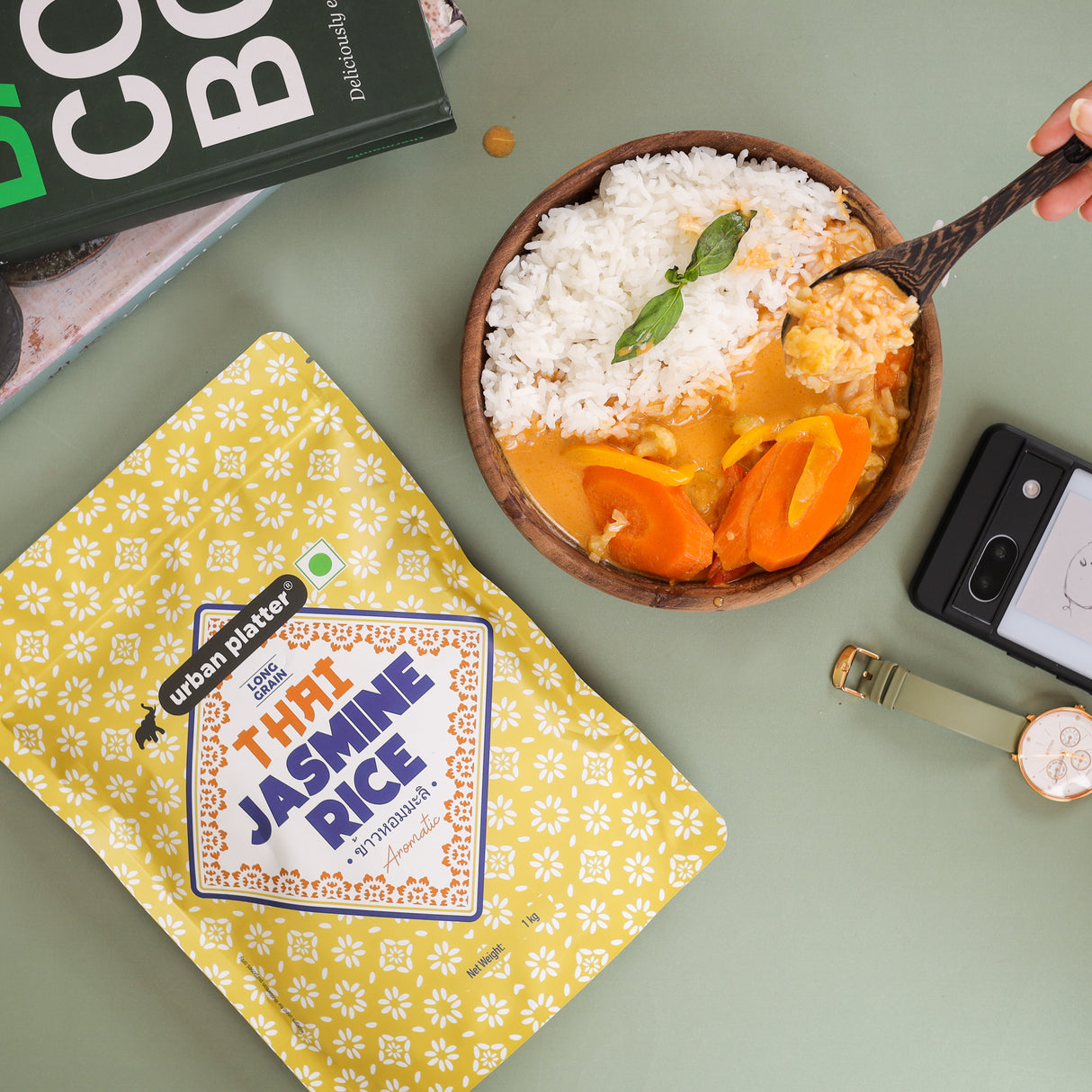 Urban Platter Thai Jasmine Rice, 1kg (Long Grain | Aromatic and Soft | Thai Cuisine)