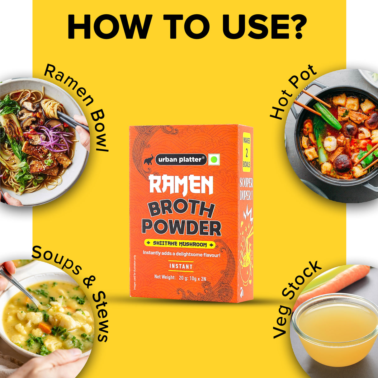 Urban Platter Shiitake Mushroom Ramen Broth Powder, 10g x 2N (2 Servings | Instant Ramen Broth Powder)