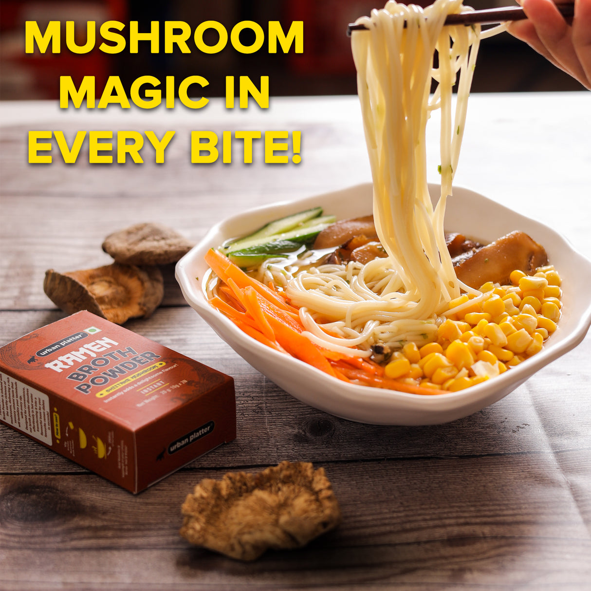 Urban Platter Shiitake Mushroom Ramen Broth Powder, 10g x 2N (2 Servings | Instant Ramen Broth Powder)