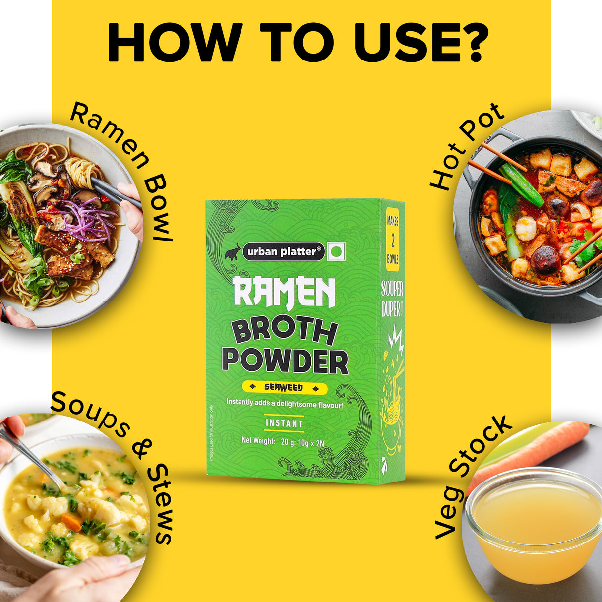 Urban Platter Seaweed Ramen Broth Powder, 10g x 2N (2 servings | Instant Ramen Broth Powder | Delectable Umami Flavour)