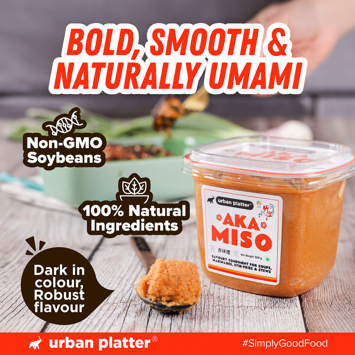 Urban Platter Aka Miso, 500g (Dark Miso | Strong Flavours | Soy Based | Japanese Staple)