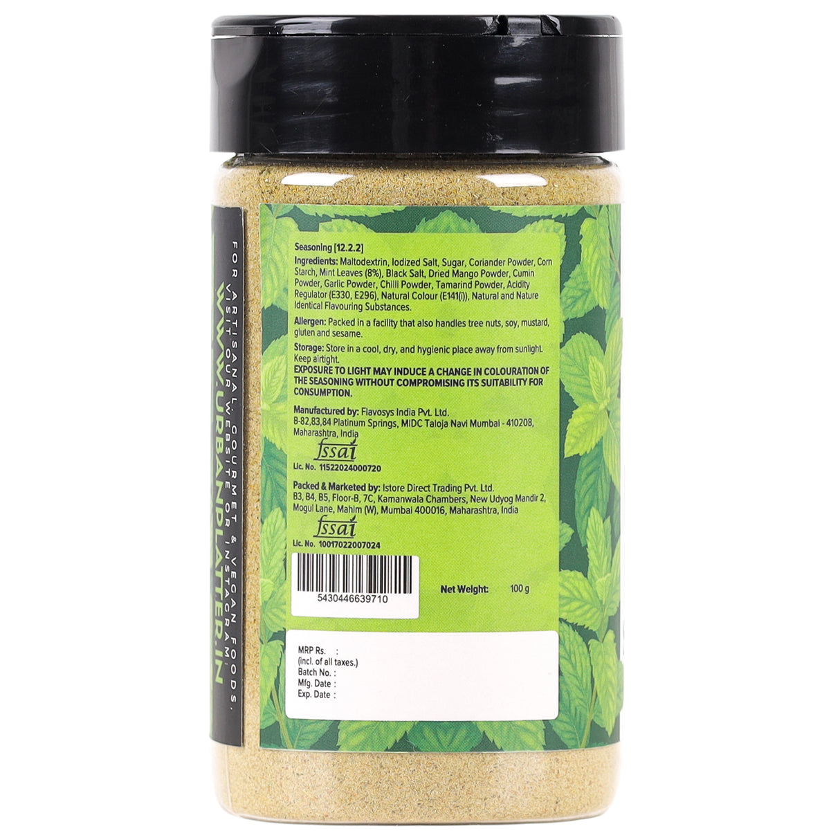 Urban Platter Pudina Punch Seasoning, 100g (Mint Seasoning | Refreshing and Appetizing | Classic Pudina Flavour)