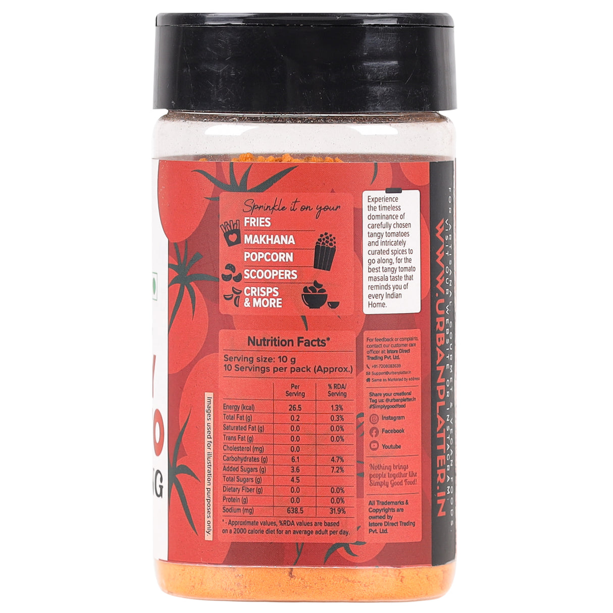 Urban Platter Tangy Tomato Seasoning, 100g (Classic Tangy Tomato Flavour | Easy to Use Shaker Jar | Multipurpose Seasoning Powder)