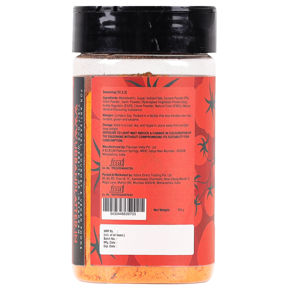 Urban Platter Tangy Tomato Seasoning, 100g (Chatpata Indian-Style Blend | Great for Fries, Popcorn, Makhanas & Salads)