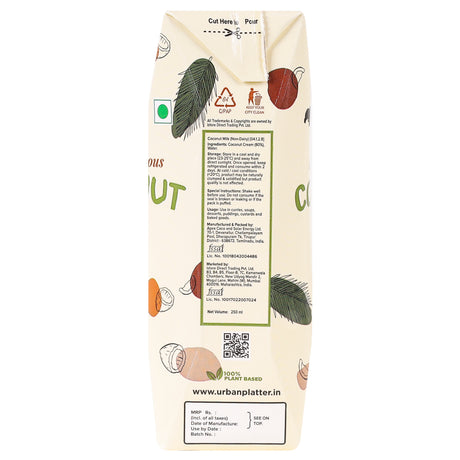 Urban Platter Coconut Milk, 250ml (Additive Free | 18% Fat | Pack of 21)