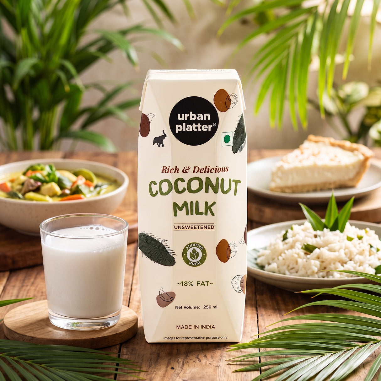 Coconut Milk, 250ml (18% Fat, 100% Natural & Unsweetened, Ideal for Curries, Baking & Desserts)