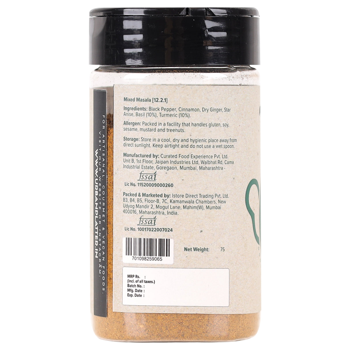 Haldi Tulsi Chai Masala, 75g (Turmeric & Basil | Artisanal Tea Spice | Hand Pounded | Strong Aroma and Flavour)