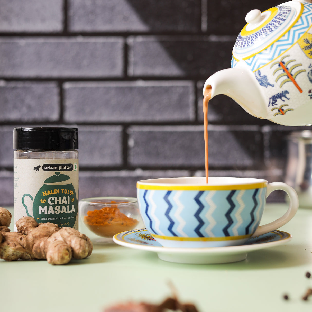 Haldi Tulsi Chai Masala, 75g (Turmeric & Basil | Artisanal Tea Spice | Hand Pounded | Strong Aroma and Flavour)