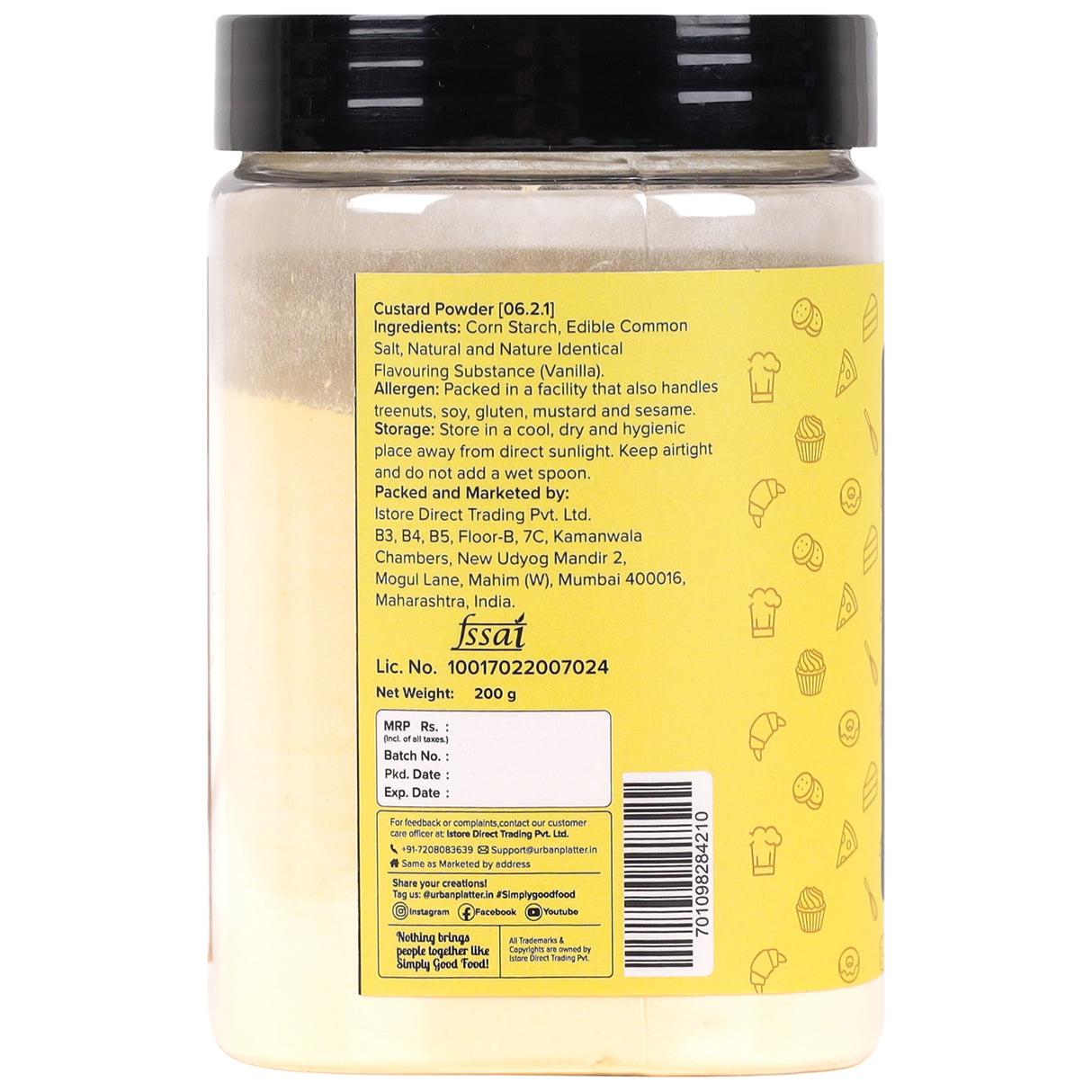 Urban Platter European Style Vanilla Custard Powder, 200g