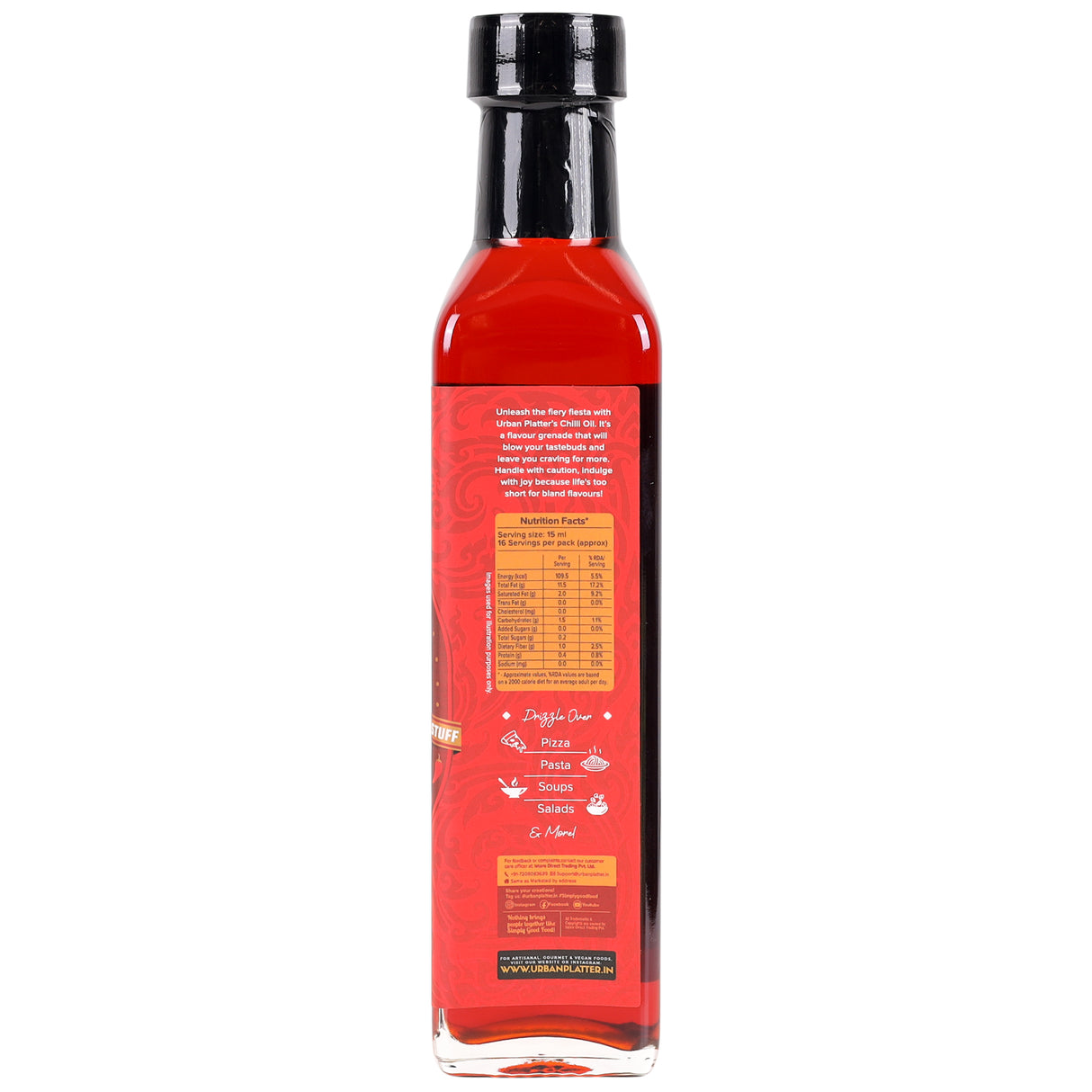 Urban Platter Chilli Oil, 240ml (Condiment, Hot and Spicy, Peppers and Spices Infused Oil, Add to pastas, pizzas, salads, soups)