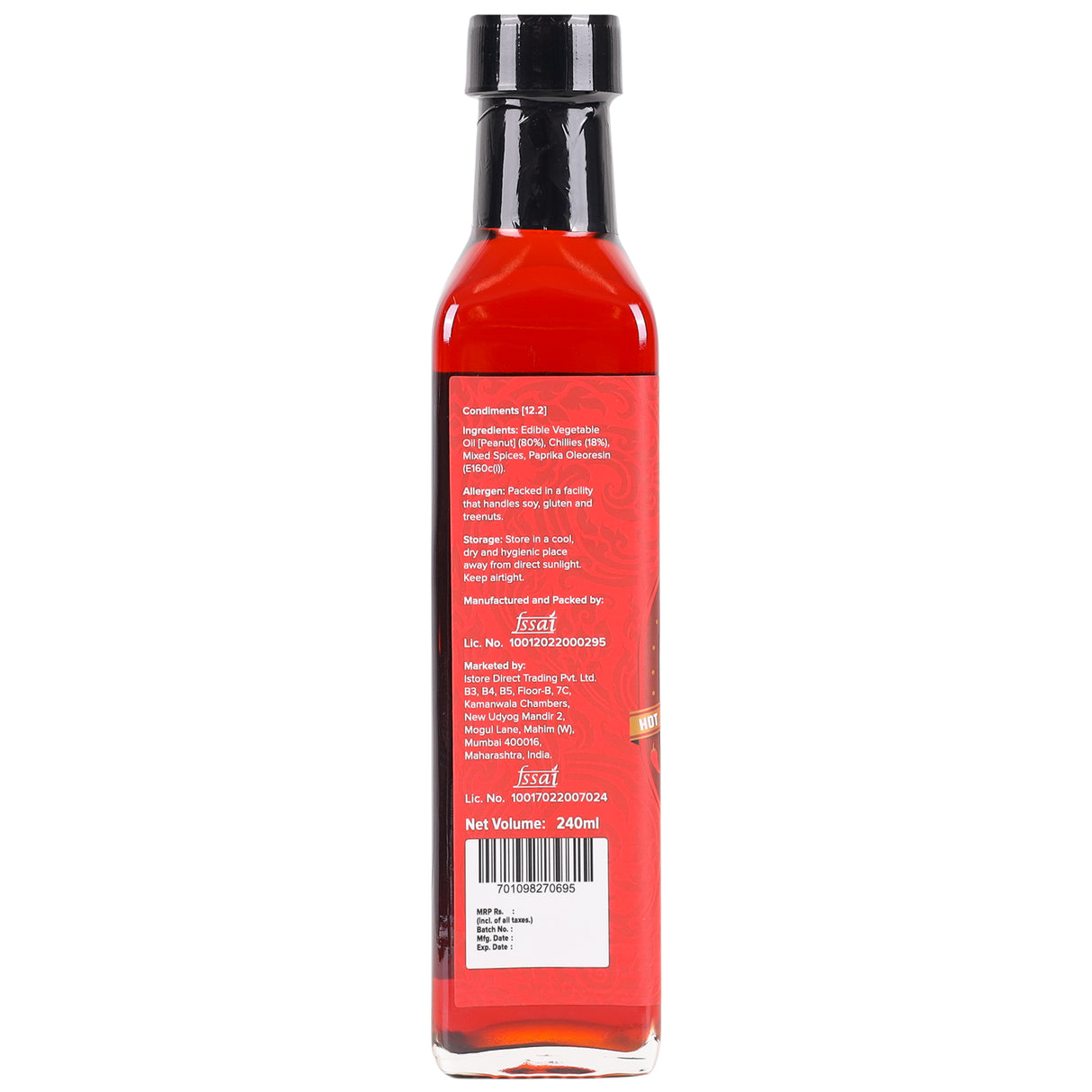 Urban Platter Chilli Oil, 240ml (Condiment, Hot and Spicy, Peppers and Spices Infused Oil, Add to pastas, pizzas, salads, soups)