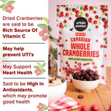 Urban Platter Dried Canadian Whole Cranberry, 250g (Dried Fruit Berries | Snack Pack | Sweet & Tarty)