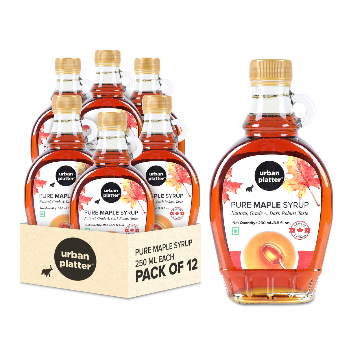 Urban Platter Pure Maple Syrup, 250 ML [Product of Canada, Grade A, Robust Taste]