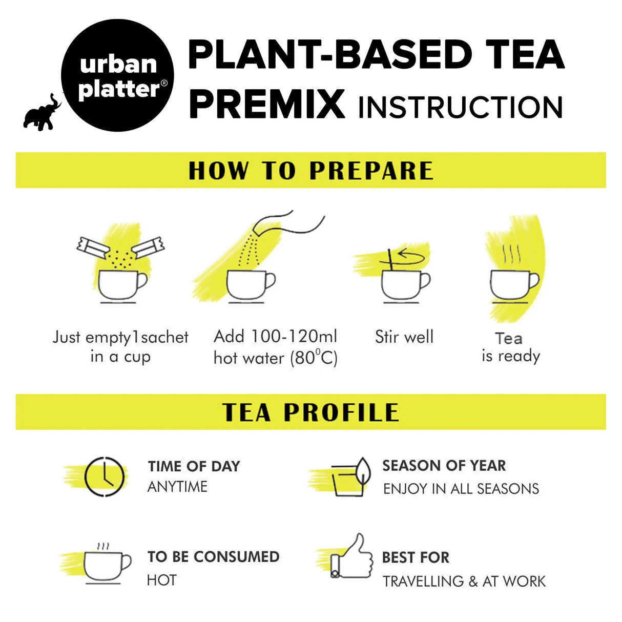 Urban Platter Tea Premix, Original Chai, 500g / 18oz [Just Add Water, Classic Tea, Dairy-Free Instant Tea]