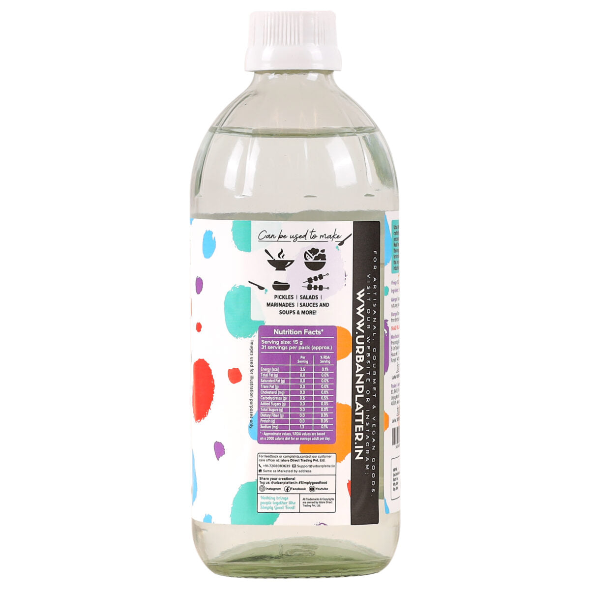 Urban Platter Brewed White Vinegar, 473ml (5% Acidity | Naturally Fermented | Non Synthetic)