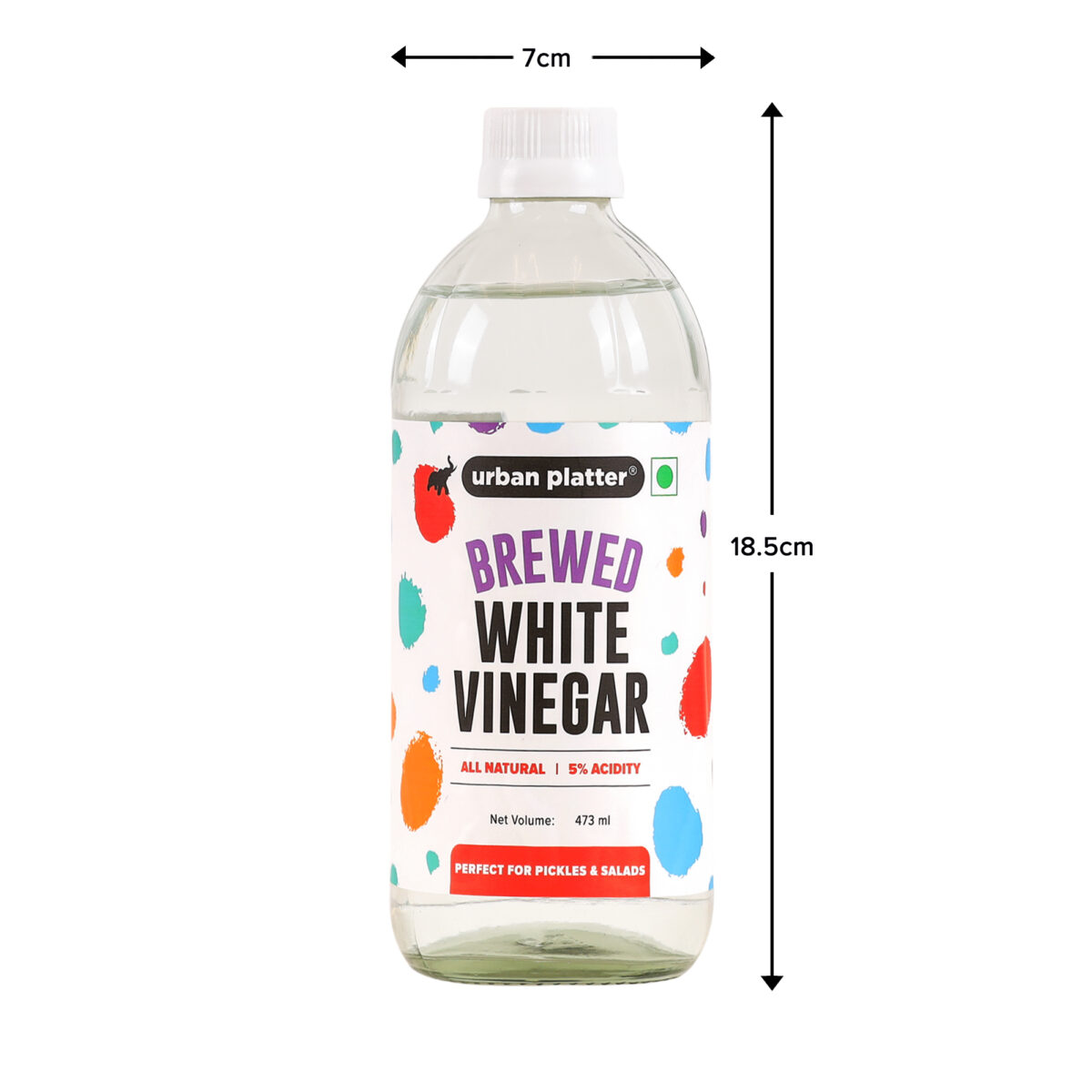 Urban Platter Brewed White Vinegar, 473ml (5% Acidity | Naturally Fermented | Non Synthetic)