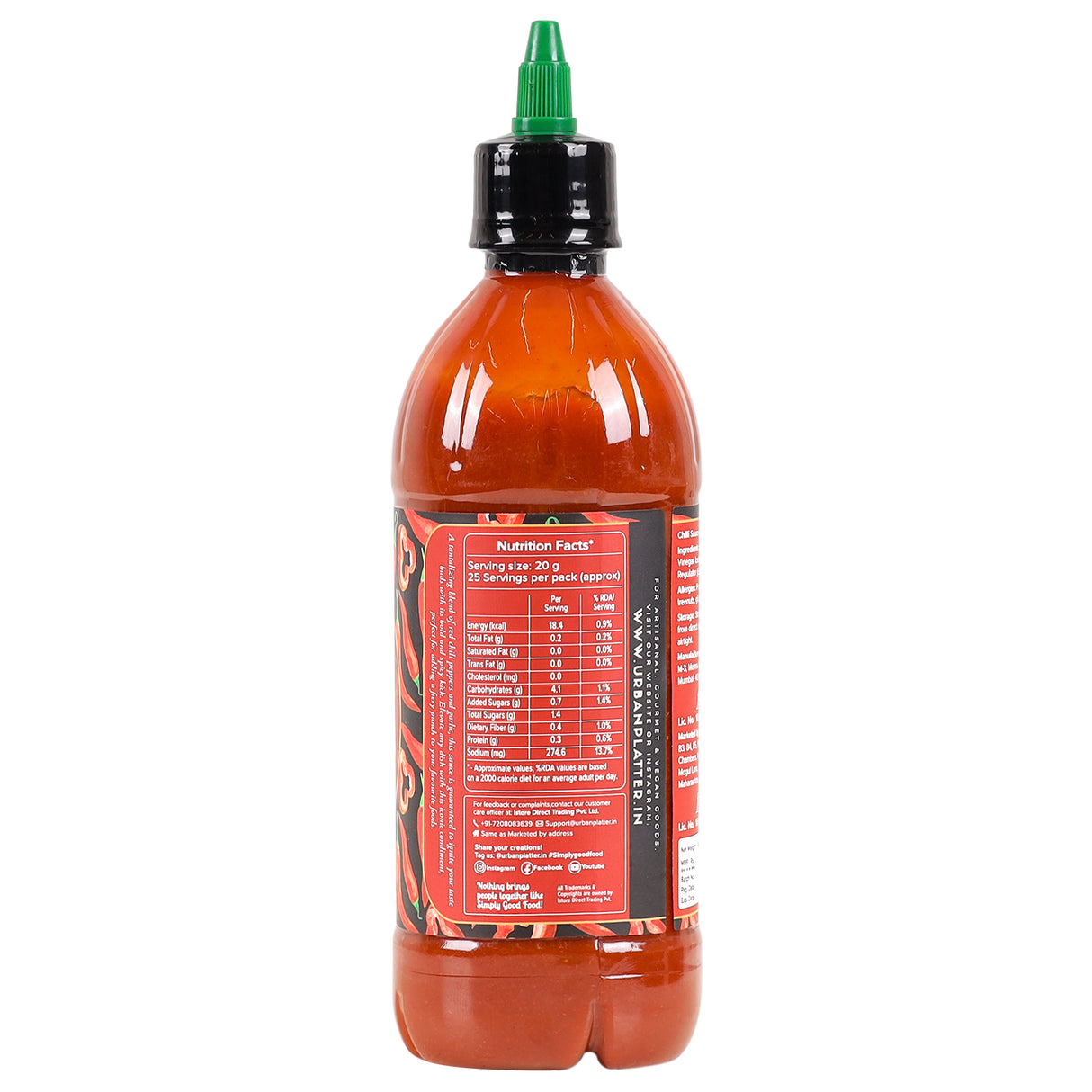 Urban Platter Sriracha Hot Chilli Sauce, 500g / 17.6oz [Versatile Sauce, Perfect Aroma & Taste]