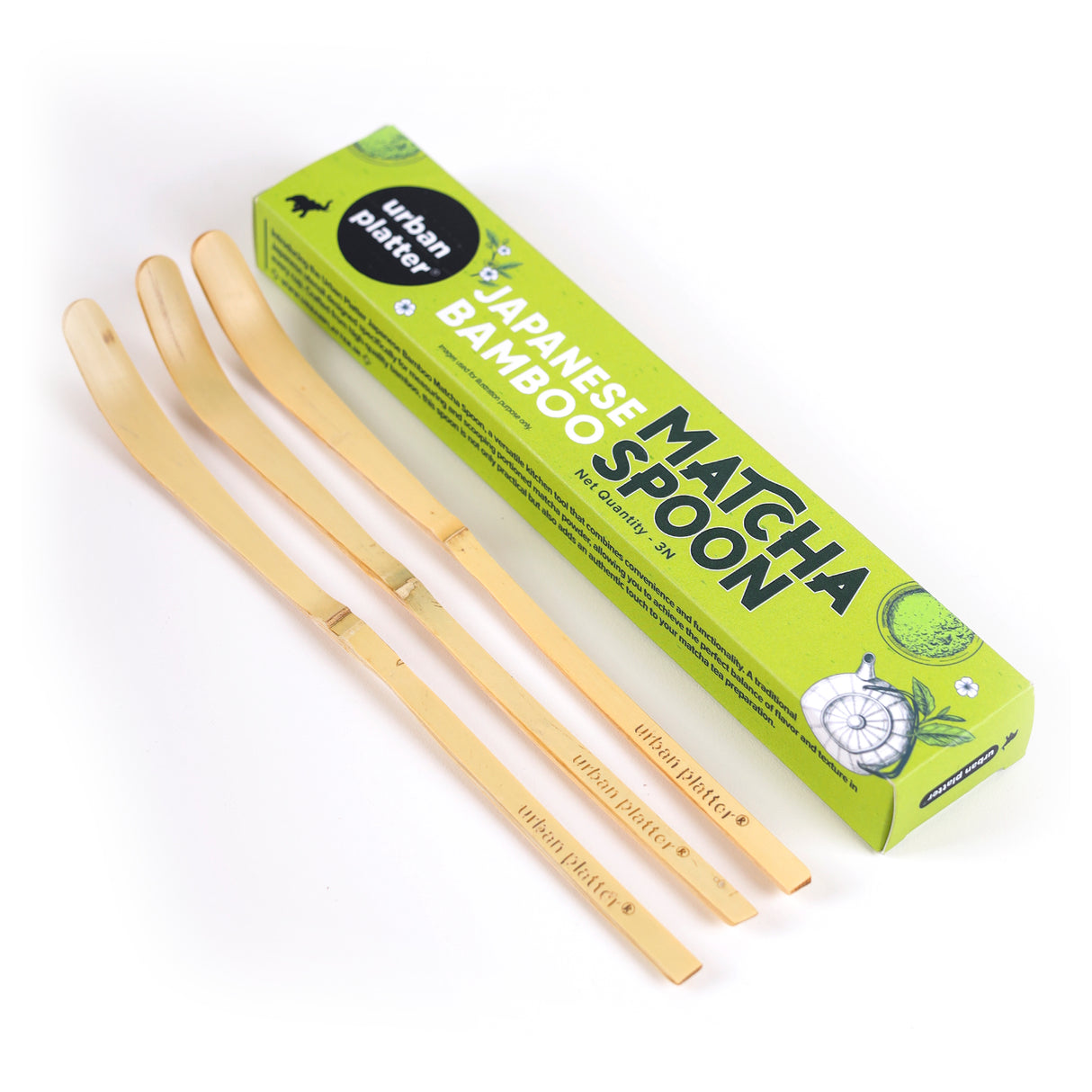 Urban Platter Japanese Bamboo Matcha Spoon, 1N (Chashaku), [Pack of 3]
