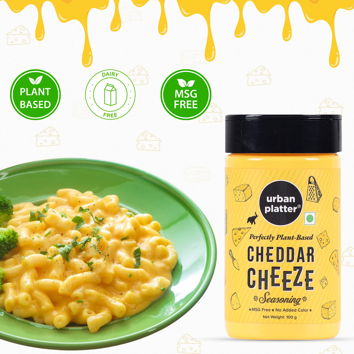 Urban Platter Cheddar Cheese Powder, 100g (An all purpose seasoning, Perfect for Pop Corn, Pasta, Fries Seasoning | Dairy-free)
