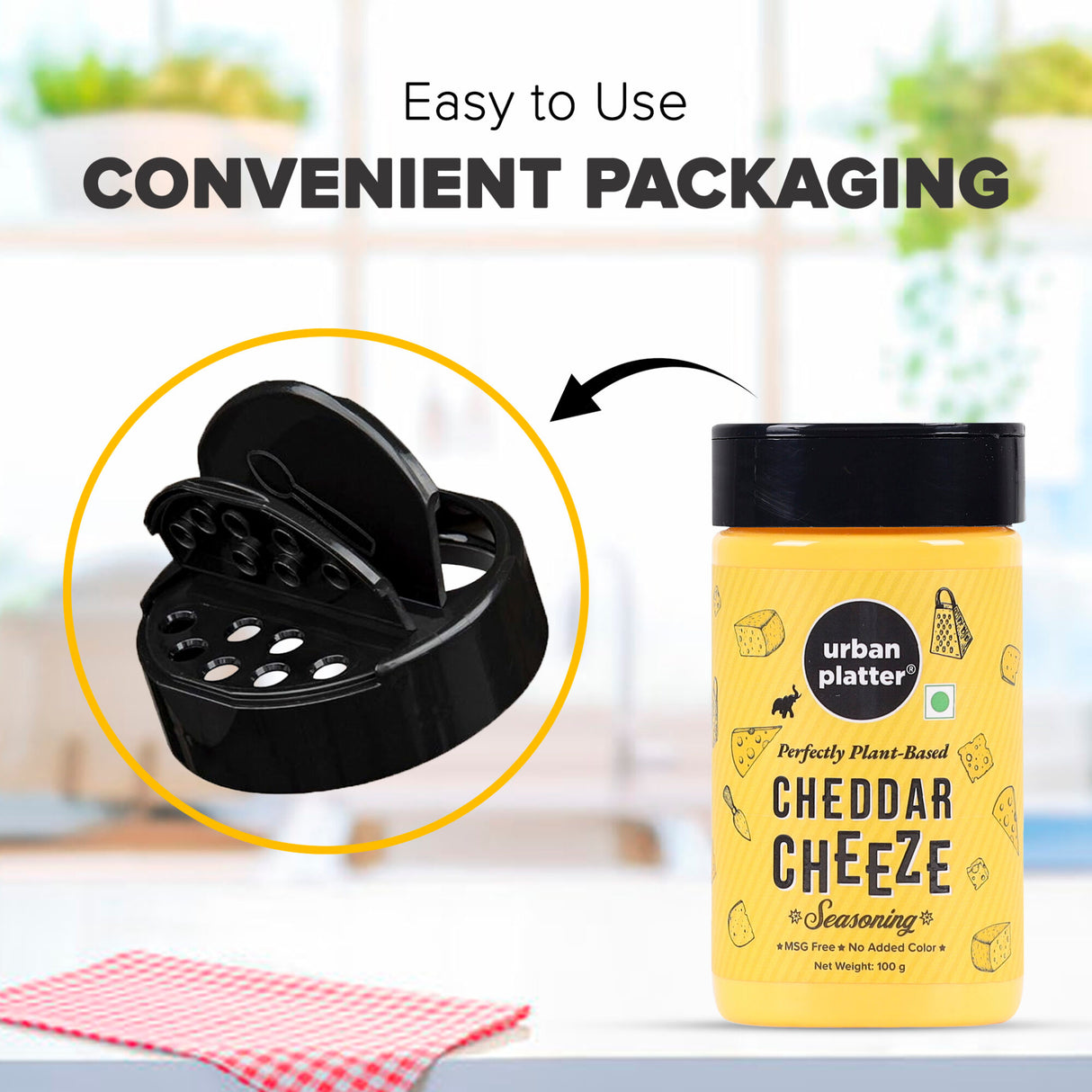 Urban Platter Cheddar Cheese Powder, 100g (An all purpose seasoning, Perfect for Pop Corn, Pasta, Fries Seasoning | Dairy-free)